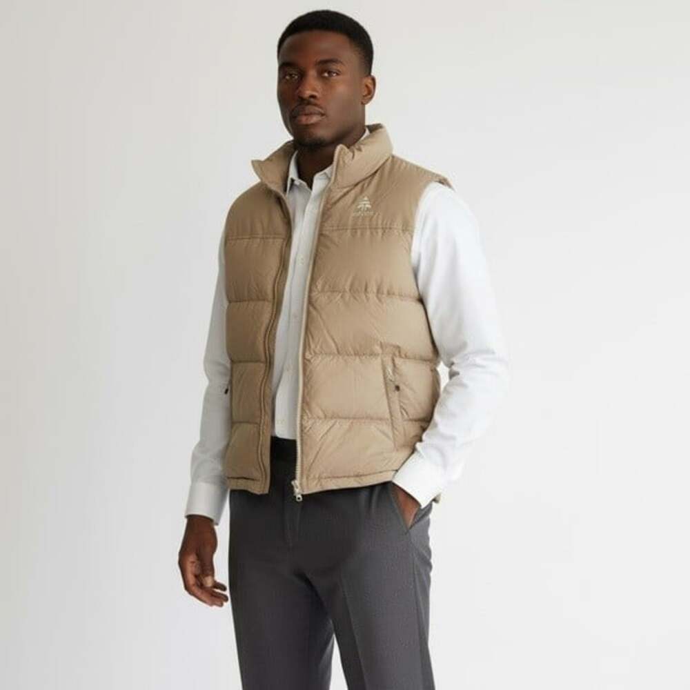 Woods Warwick Tan Quilted Down Puffer Vest Medium Lightweight Outdoor Jacket